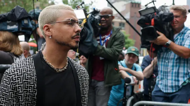 Quincy Brown arrives outside the U.S. federal court,