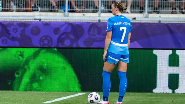 Karolina Lea Vilhjalmsdottir of Iceland looks on during the UEFA Women's EURO 2025 Group A match between Iceland and Finland at Arena Thun on July 2