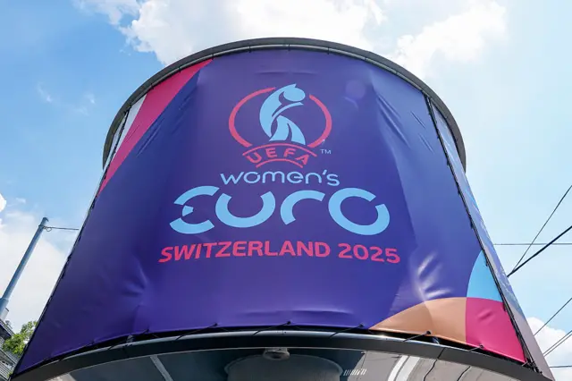 UEFA Women's Euro signage at the stadium St. Jakob-Park