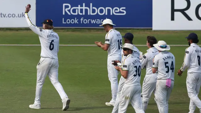 Corey Rocchiccioli is applauded off following his six wickets