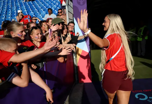 Alisha Lehmann of Switzerland acknowledges the fans