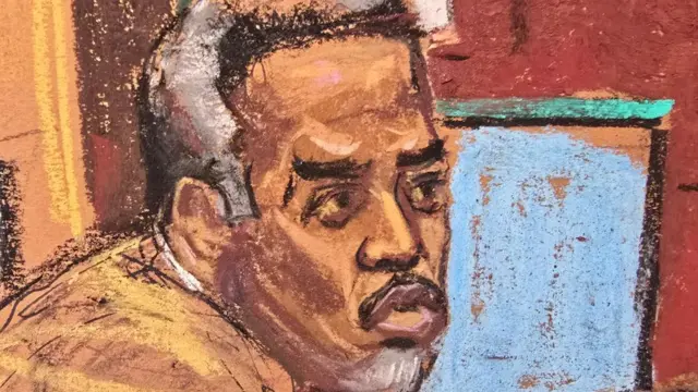 Sean Diddy Combs seen in a court sketch