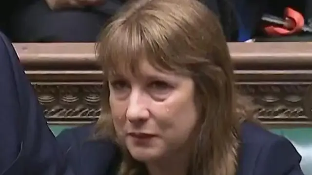 Rachel Reeves with tears rolling down her face in the Commons
