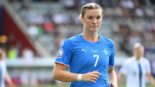 Karolina Vilhjalmsdottir of Iceland looks on during the UEFA Women's EURO 2025 Group A match between Iceland and Finland at Arena Thun