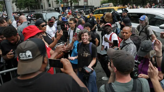 People react outside the US federal court, after the jury reached verdicts in the Sean "Diddy" Combs sex trafficking and racketeering conspiracy trial, in Manhattan, New York City, U.S., July 2, 2025.