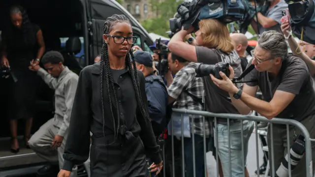 Children of Sean "Diddy" Combs arrive outside the US federal court in Manhattan