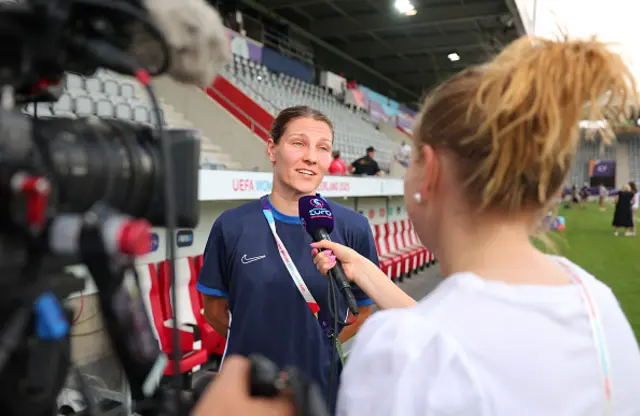 Natalia Kuikka of Finland is interviewed