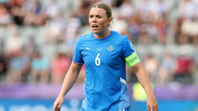 Ingibjoerg Sigurdardottir of Iceland looks on during the UEFA Women's EURO 2025 Group A match between Iceland and Finland at Arena Thun on July 02