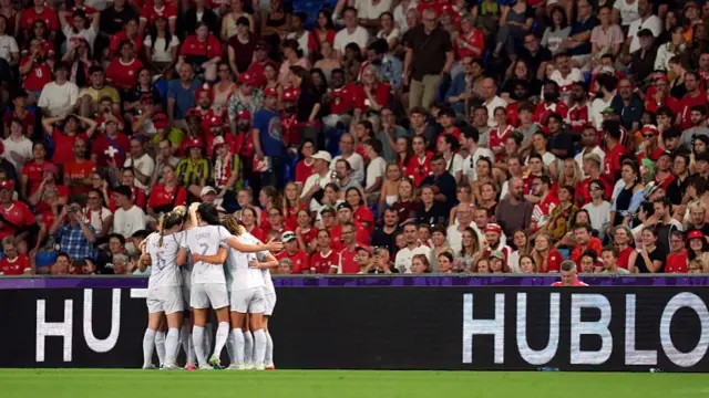 Ada Hegerberg of Norway celebrates scoring her team's first goal with teammates during the UEFA Women's EURO 2025 Group A match between Switzerland and Norway at St. Jakob-Park on July 02, 2025 in Basel, Switzerland.