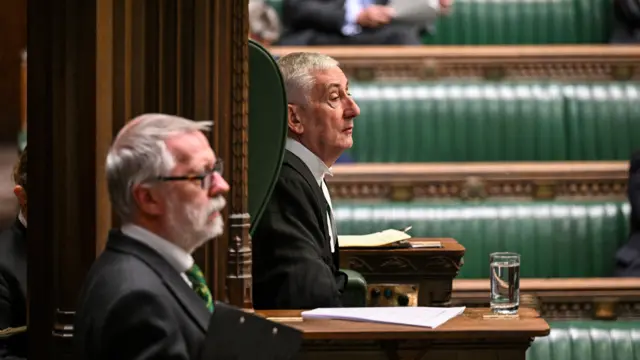 Hoyle looks on at the House of Commons from the Speaker's chair