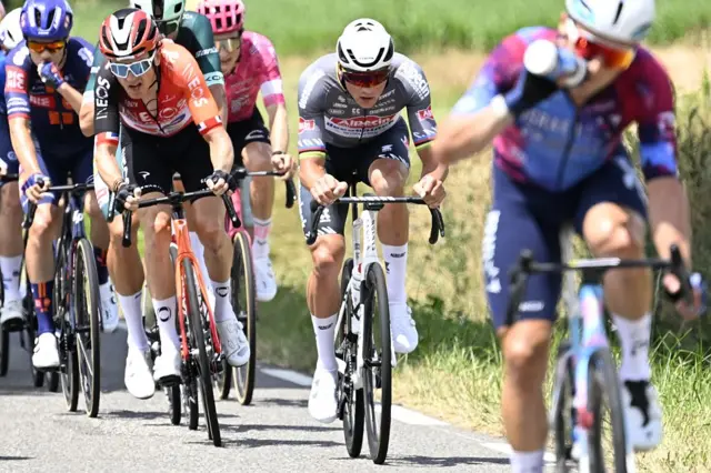 Mathieu van der Poel in action at Stage 15