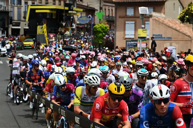 Tour de France riders at the Stage 15 start line