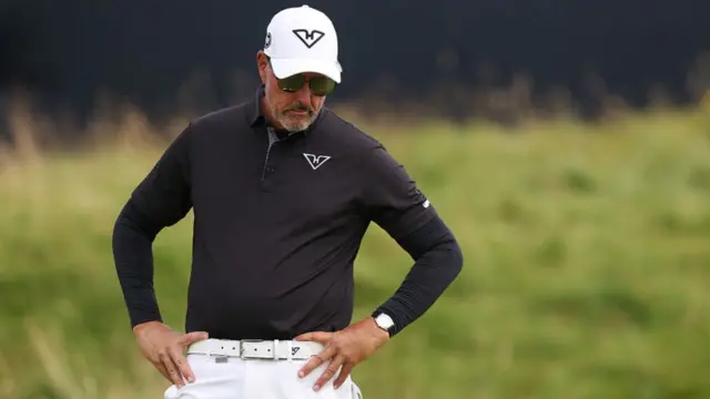 Phil Mickelson looks on during The Open 2025.