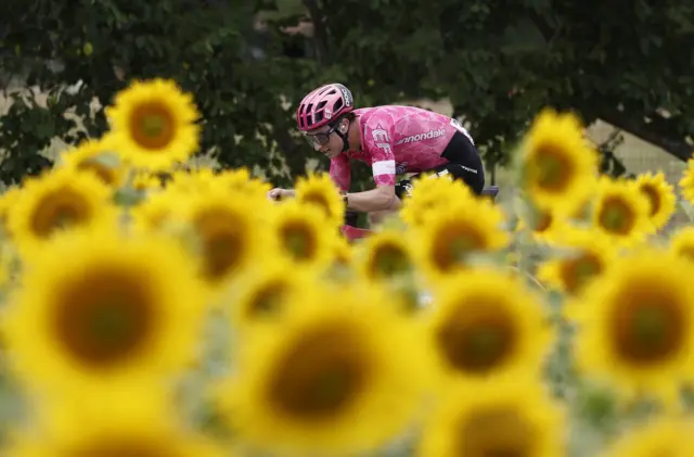 Neilson Powless in action at Tour de France stage 15
