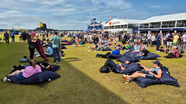 Supporters on the bean bags