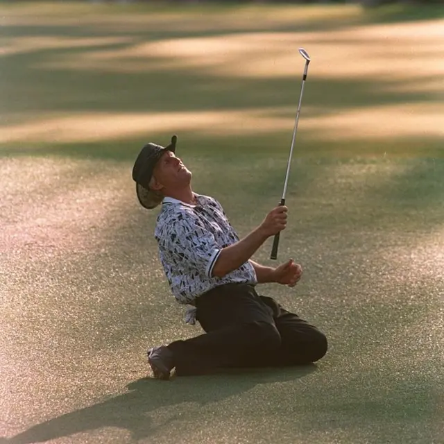 Greg Norman collapses at the 1996 Masters