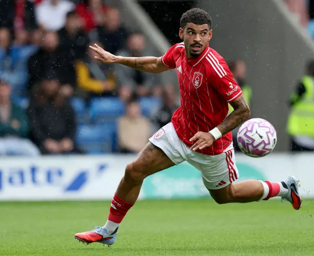 Morgan Gibbs-White playing for Nottingham Forest against Monaco
