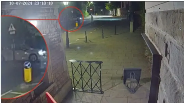 CCTV camera showing a car in the distance which is the taxi Mosquera was in