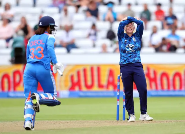 England's Linsey Smith reacts