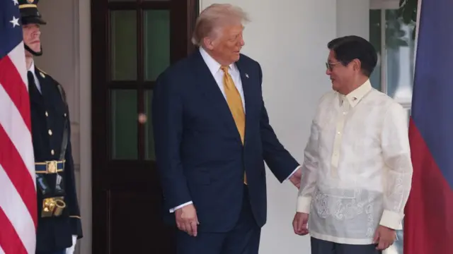 Donald Trump greets Bongbong Marcos at the White House