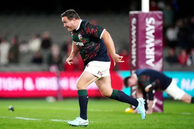 British and Irish Lions' Jamie George warms up