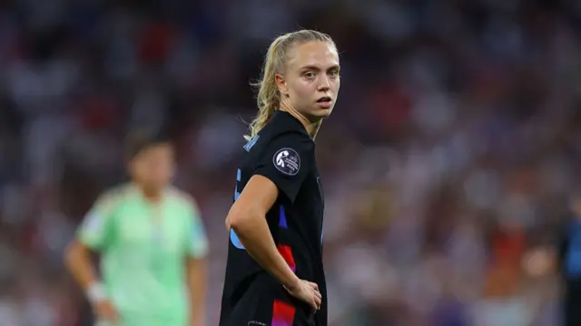Esme Morgan of England looks on