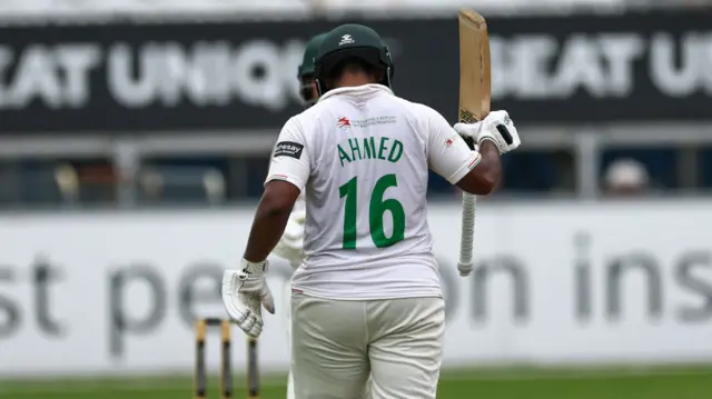 Rehan Ahmed acknowledges scoring a 50 for Leicestershire against Derbyshire