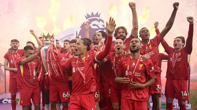 Liverpool lift Premier League trophy