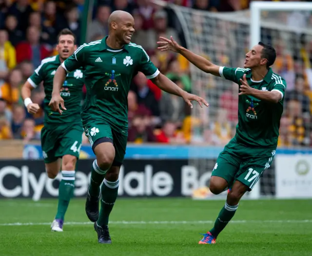 Former Rangers defender Jean-Alain Boumsong in action for Panathinaikos at Fir Park