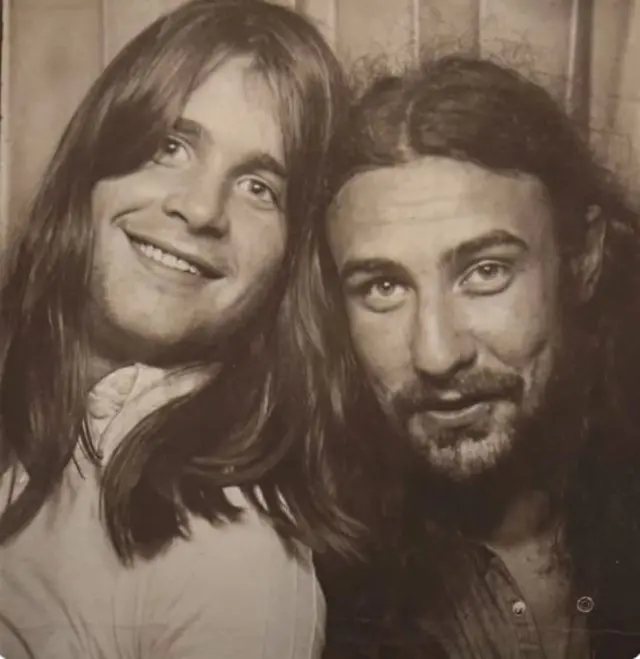 A photo of Black Sabbath drummer Bill Ward and vocalist Ozzy Osbourne