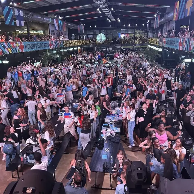 Fans celebrate at Boxpark