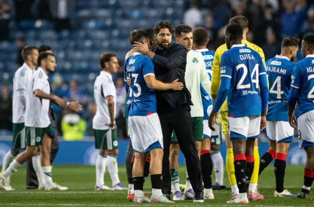 Russell Martin with Nico Raskin at full-time