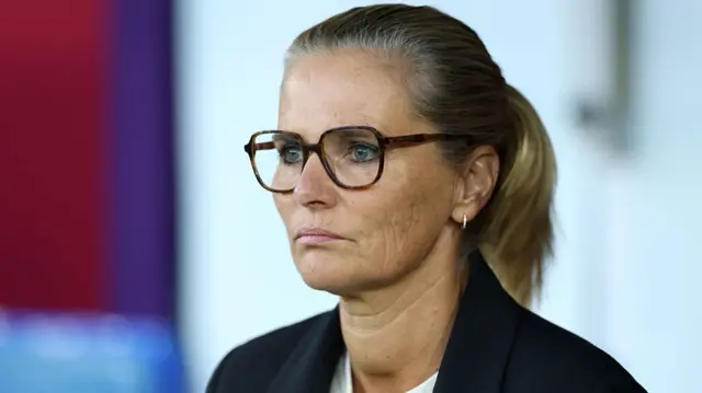 Sarina Wiegman, Head Coach of England, looks on