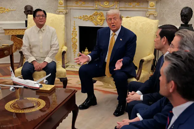 US President Donald Trump meets with Philippine President Ferdinand Marcos Jr. in the Oval Office