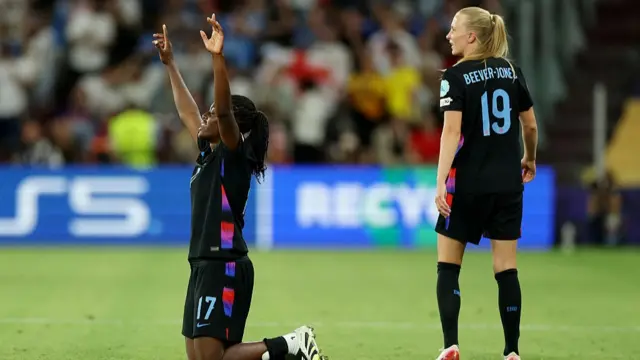 Michelle Agyemang of England celebrates scoring her team's first goal