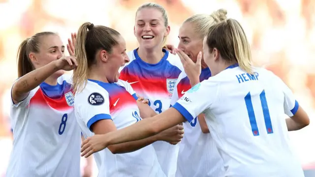 England players celebrating