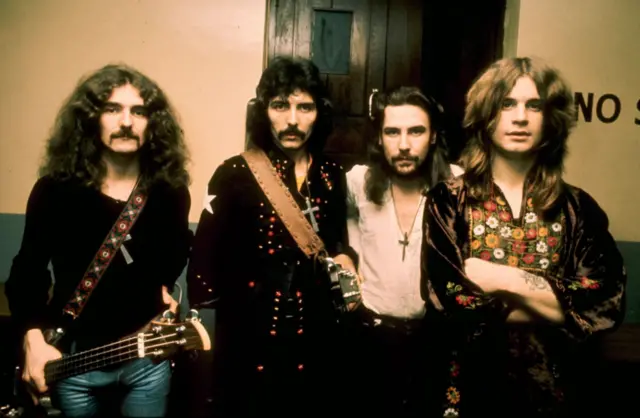 Geezer Butler, Tony Iommi, Bill Ward and Ozzy Osbourne pose for photo in 1970