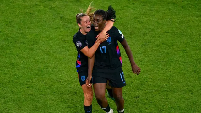 Michelle Agyemang of England celebrates her goal