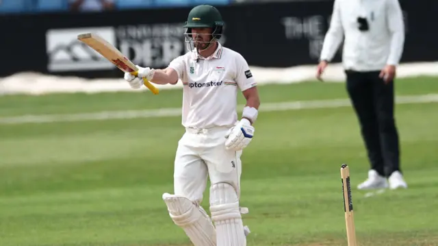 Lewis Hill acknowledges the crowd against Derbyshire
