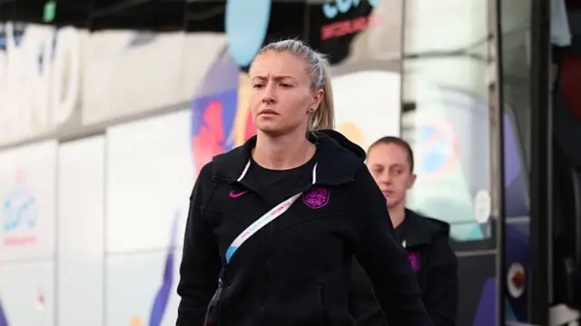 Leah Williamson of England arrives at the stadium
