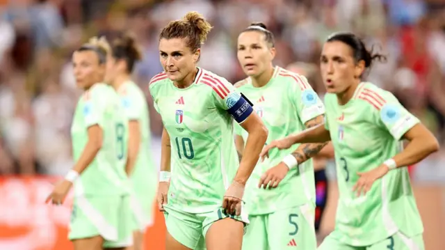 Cristiana Girelli of Italy looks on during the UEFA Women's EURO 2025 Semi-Final match between England and Italy at Stade de Geneve