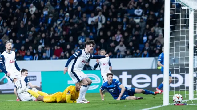 Anton Stach scores for Hoffenheim against Tottenham Hotspur