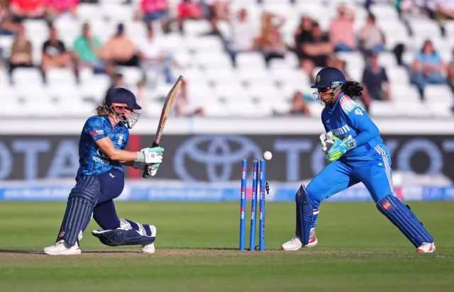 Emma Lamb is bowled