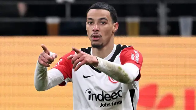 Hugo Ekitike celebrates