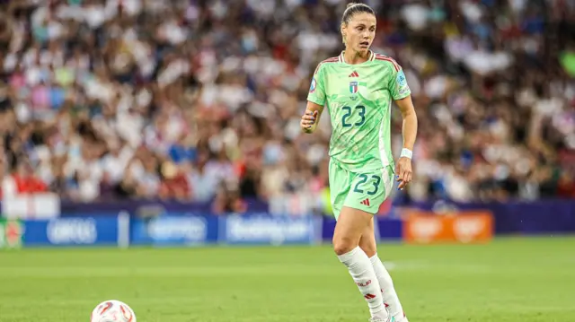 Cecilia Salvai of Italy dribbles