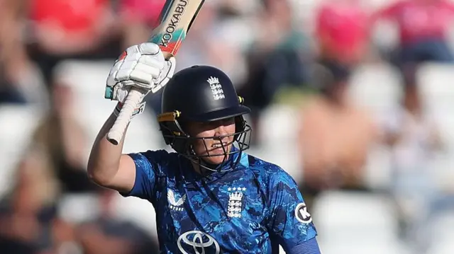 Nat Sciver-Brunt of England celebrates her fifty