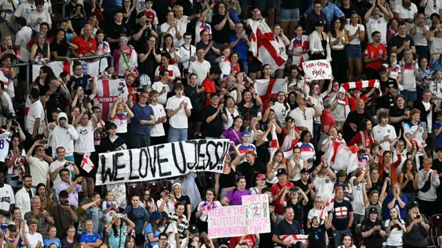 England's supporters react after winning