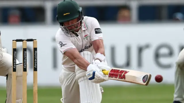 Lewis Hill sweeps for four for Leicestershire