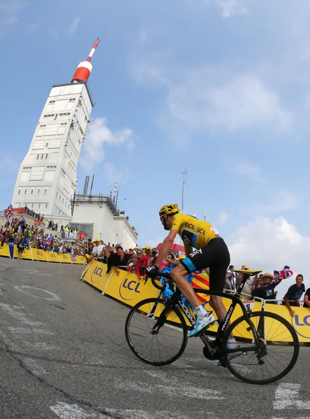 Chris Froome about to win a stage on Mont Ventoux during the 2013 Tour de France