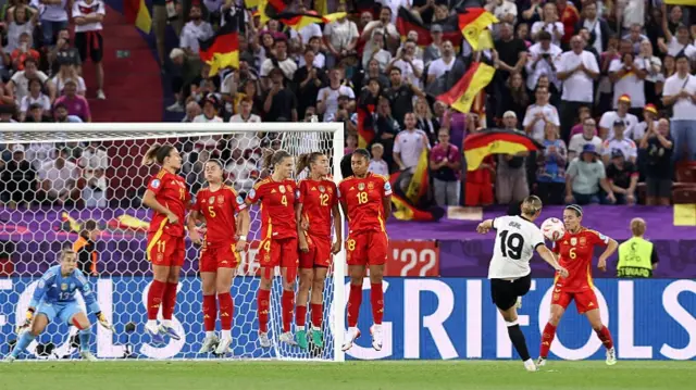 Klara Buehl of Germany takes a free-kick
